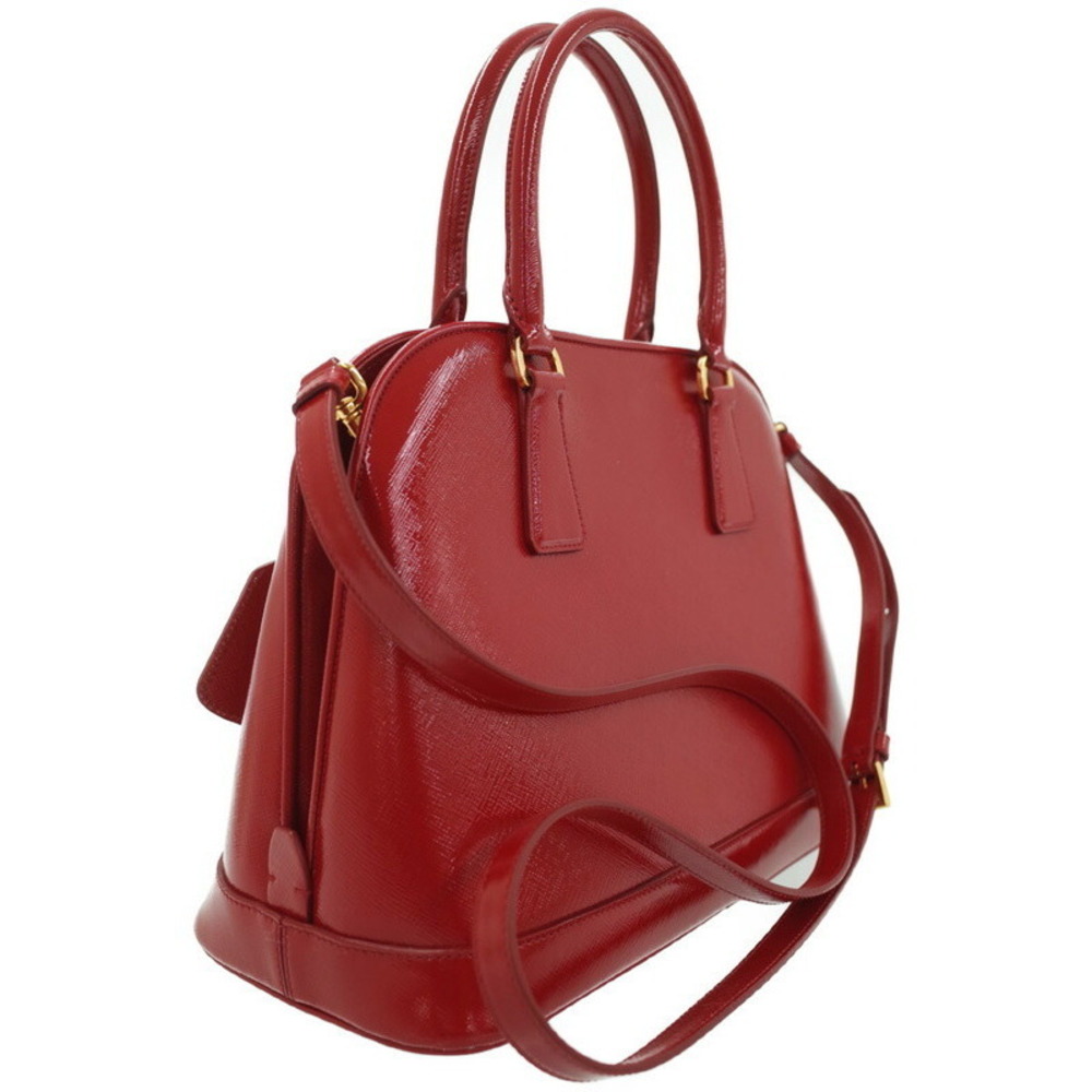 Prada Saffiano Vernice Leather Red satchel vibrant red patent leather - Picture 2 of 9